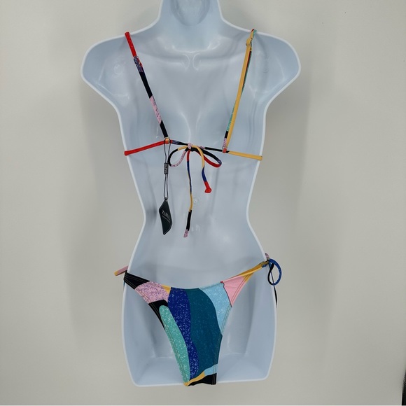 NWT ZAFUL Bowknot Side Tie String Bikini Colorblock Size Small - Picture 10 of 10